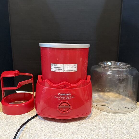 Cuisinart Other - Cuisinart Frozen Yogurt Ice Cream Maker ICE-20R Red 1.5 Qt-cover has tiny damage